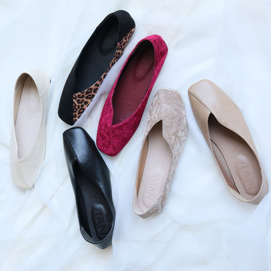 スクエアトゥ切り替えデザインバブーシュ