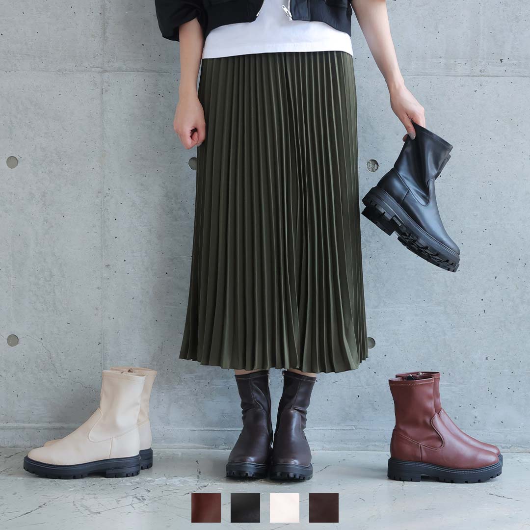 厚底ストレッチショートブーツ V4510AW