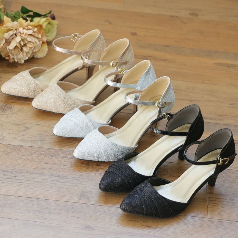 アーモンドトゥセパレートレースパンプス ｜靴・レディースシューズの