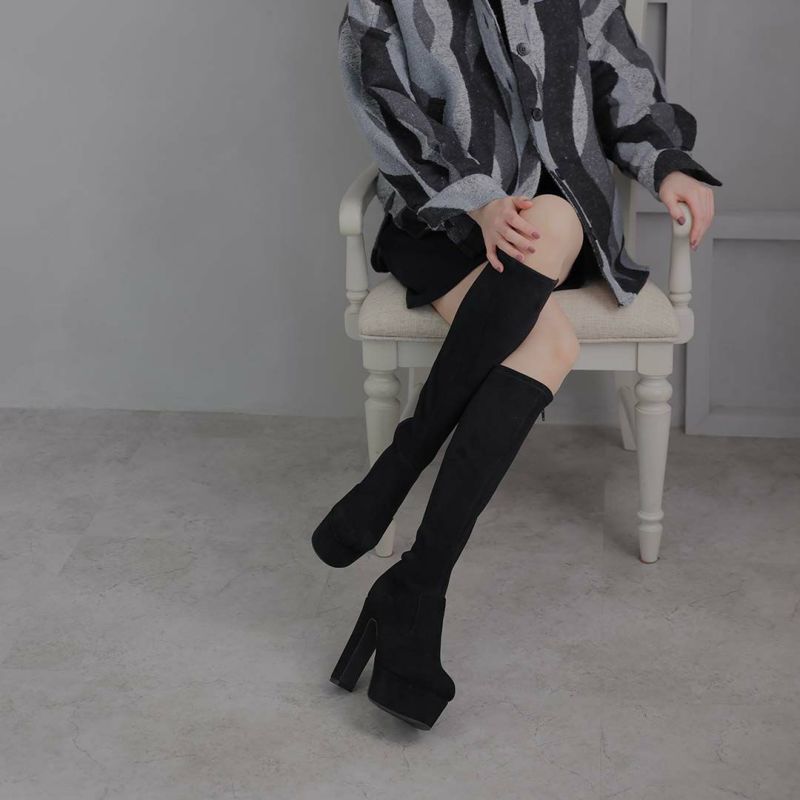 公式ストア/ZOZO限定】プラットフォームストレッチロングブーツ