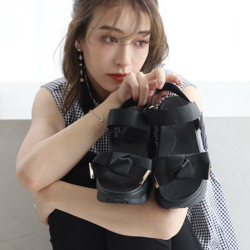 厚底リボンダッドスポーツサンダル ｜靴・レディースシューズの