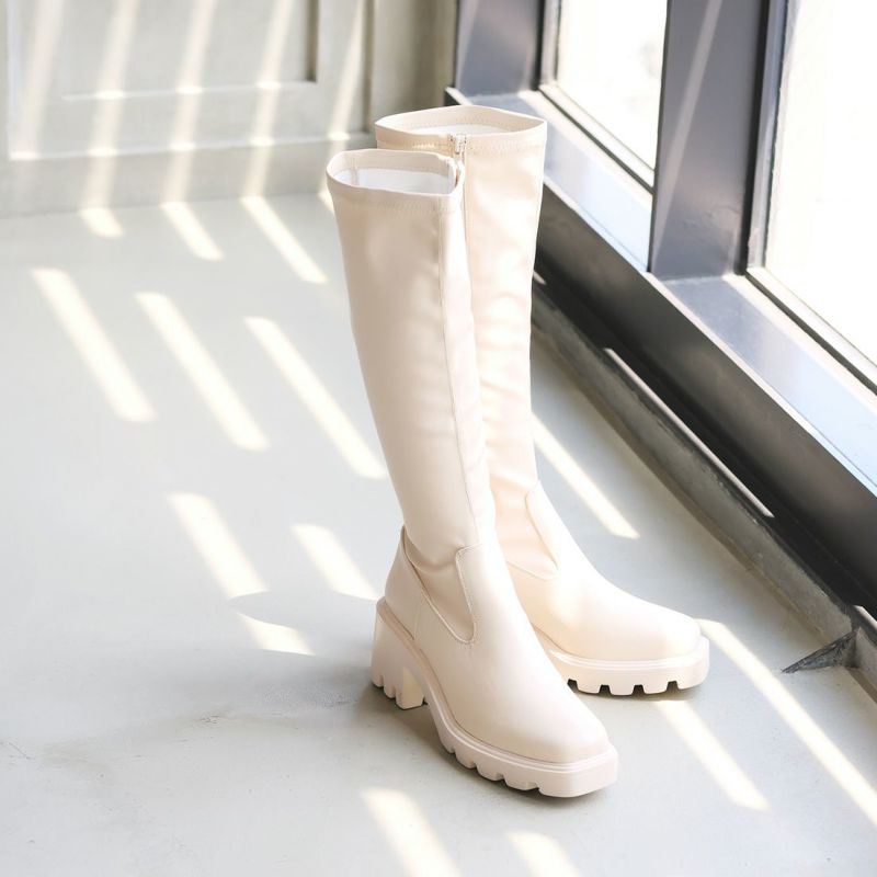 VIVAIA スクエアトウ ロングブーツ ヴィヴィアン VIVIAN スクエアトゥストレッチロングブーツ （ダーク