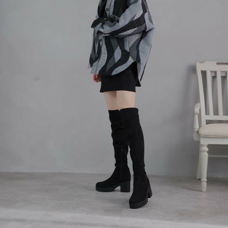 公式ストア/ZOZO限定】ラウンドトゥ厚底ストレッチニーハイ 公式ストア/ZOZO限定】ラウンドトゥ厚底ストレッチニーハイ