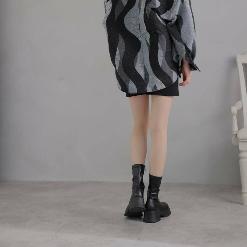 公式ストア/ZOZO限定】ボリュームトゥ厚底ストレッチミドル