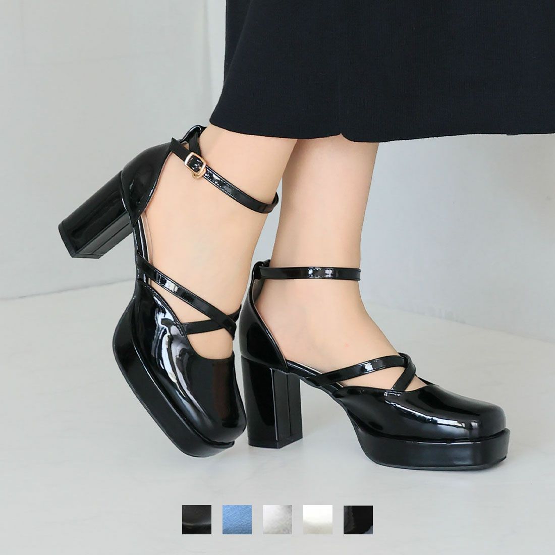 美品 レネカオヴィラ プラットフォーム バックストラップ パンプス 