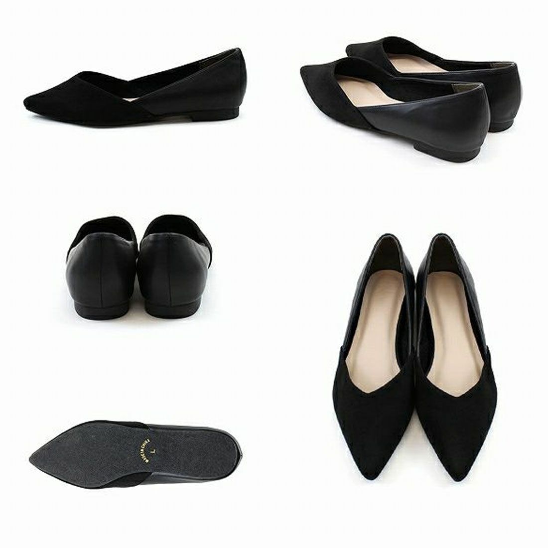 VIVAIA ポインテッドフラットパンプス　37.5 ベージュXブラック VIVAIA ポインテッドフラットパンプス 37.5 ベージュXブラック VIVAIA