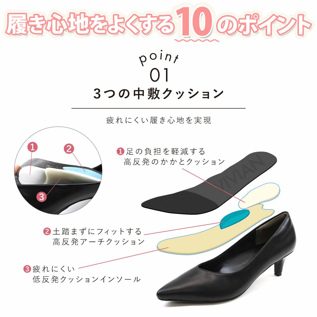 履き心地やみつき感激】ポインテッドトゥ5cmヒール感激パンプス ｜靴