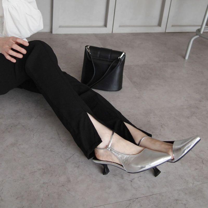 美品　オッフェン♡ポインテッドトゥ　スカラップ　メッシュパンプス　38　ブラック pointed-SCALLOP MESH / BLACK | Offen