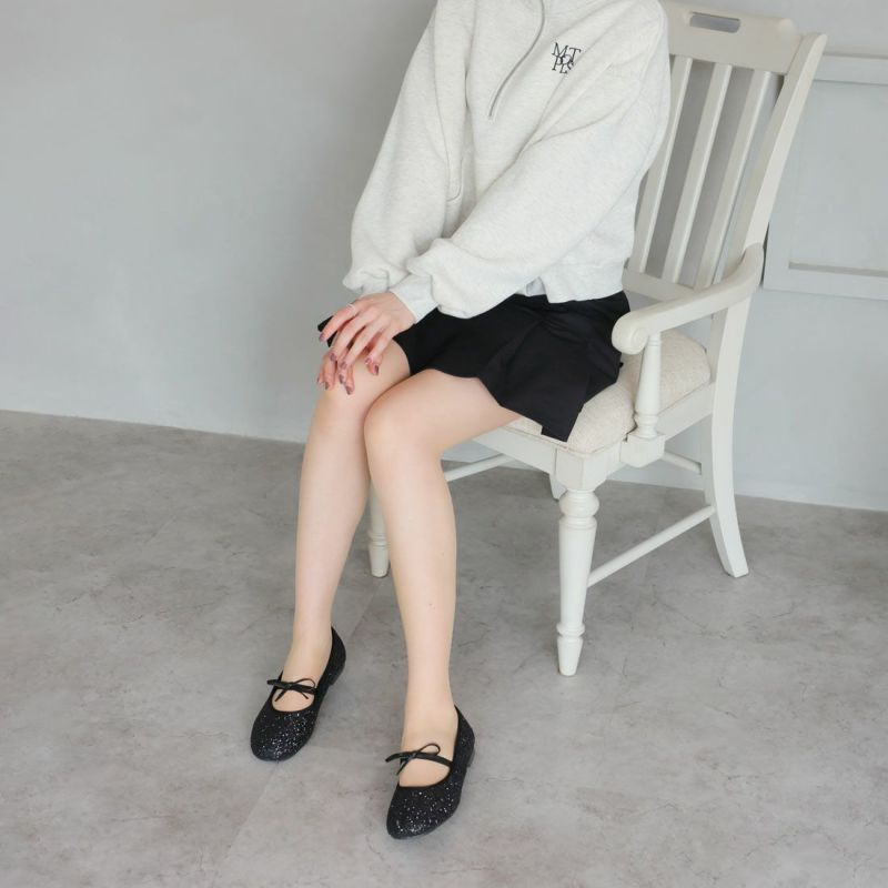 新品未使用 リボン×ストラップの大人フェミニンフラットミュール 千鳥 Lサイズ 公式ストア/ZOZO限定】ラウンドトゥリボンストラップフラット