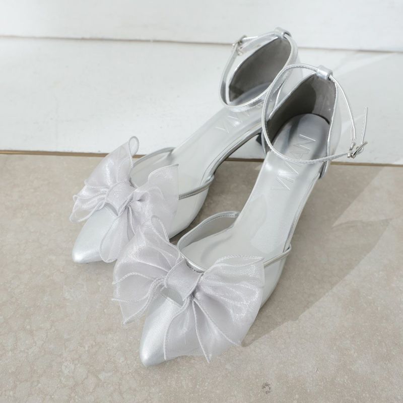 リボン付きアイボリーパンプス 23.5 トリートユアセルフ original ribbon glitter pumps (black)