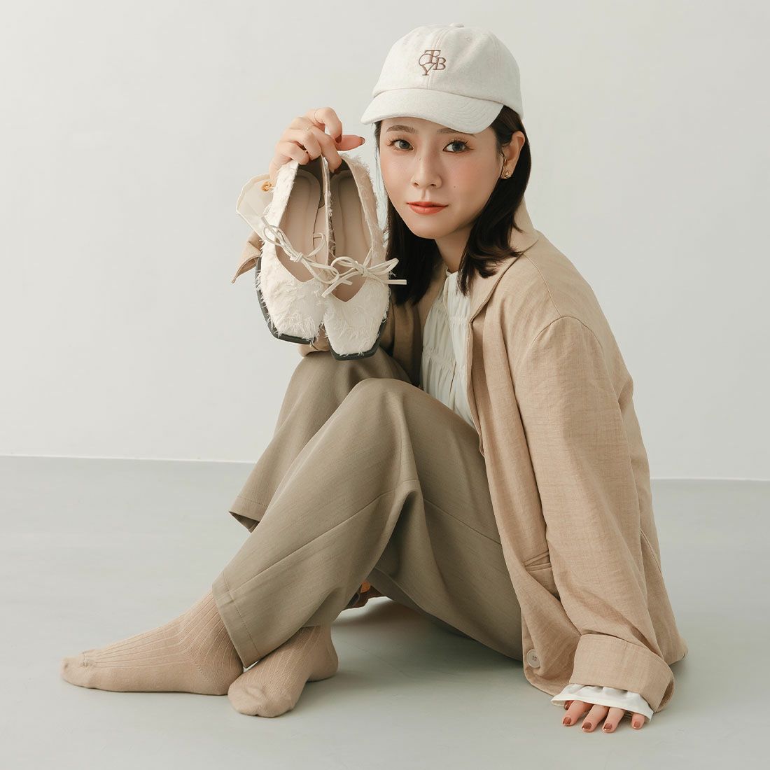 yumi.さんコラボ華奢リボンフラットシューズ ｜靴・レディースシューズ