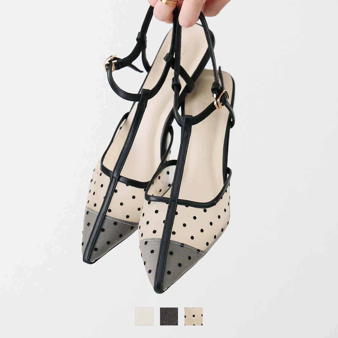 ［美品］チュールストラップパンプス ポインテッドトゥ チュールストラップパンプス 送料無料 | welleg