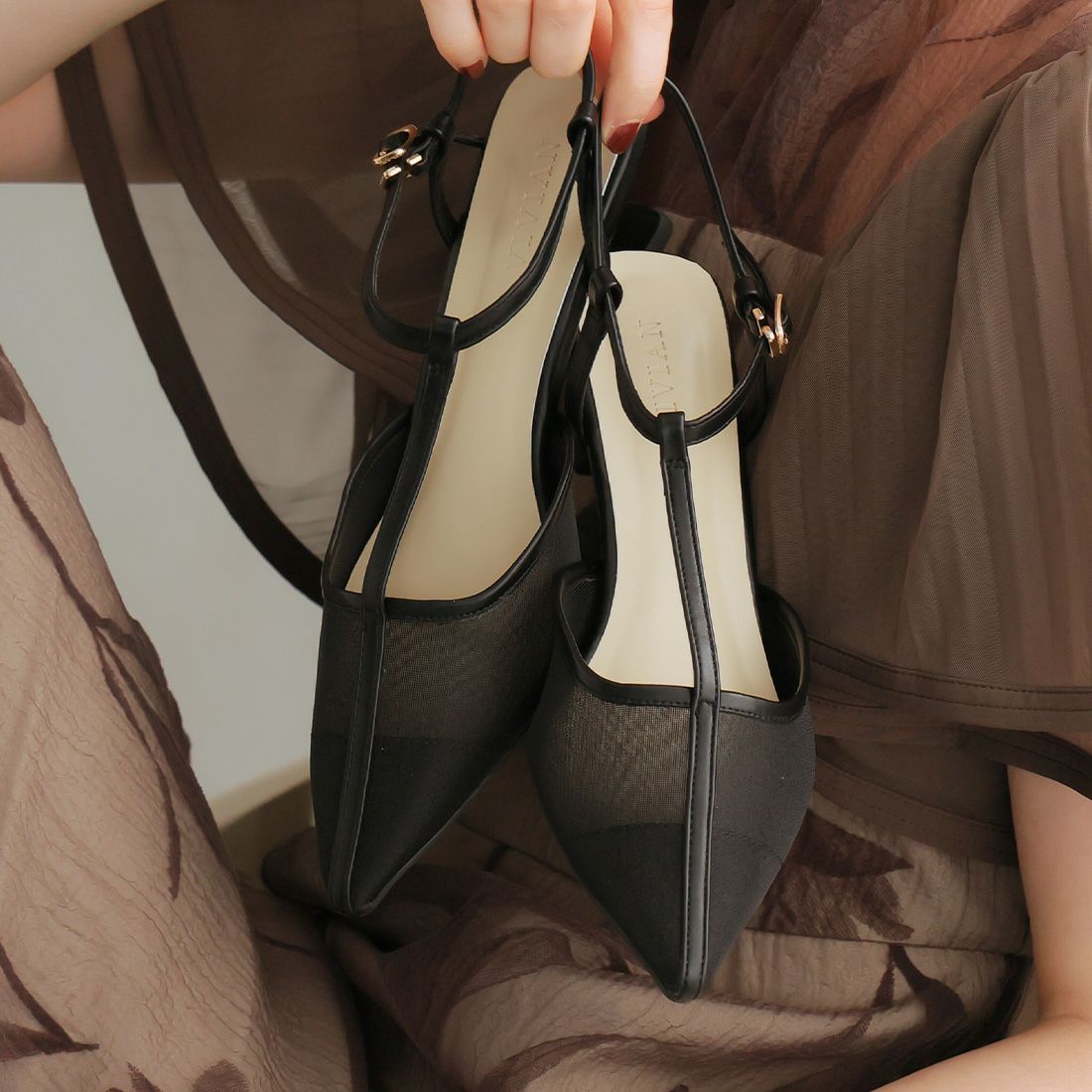 シアーチュールストラップパンプス ｜靴・レディースシューズの通販